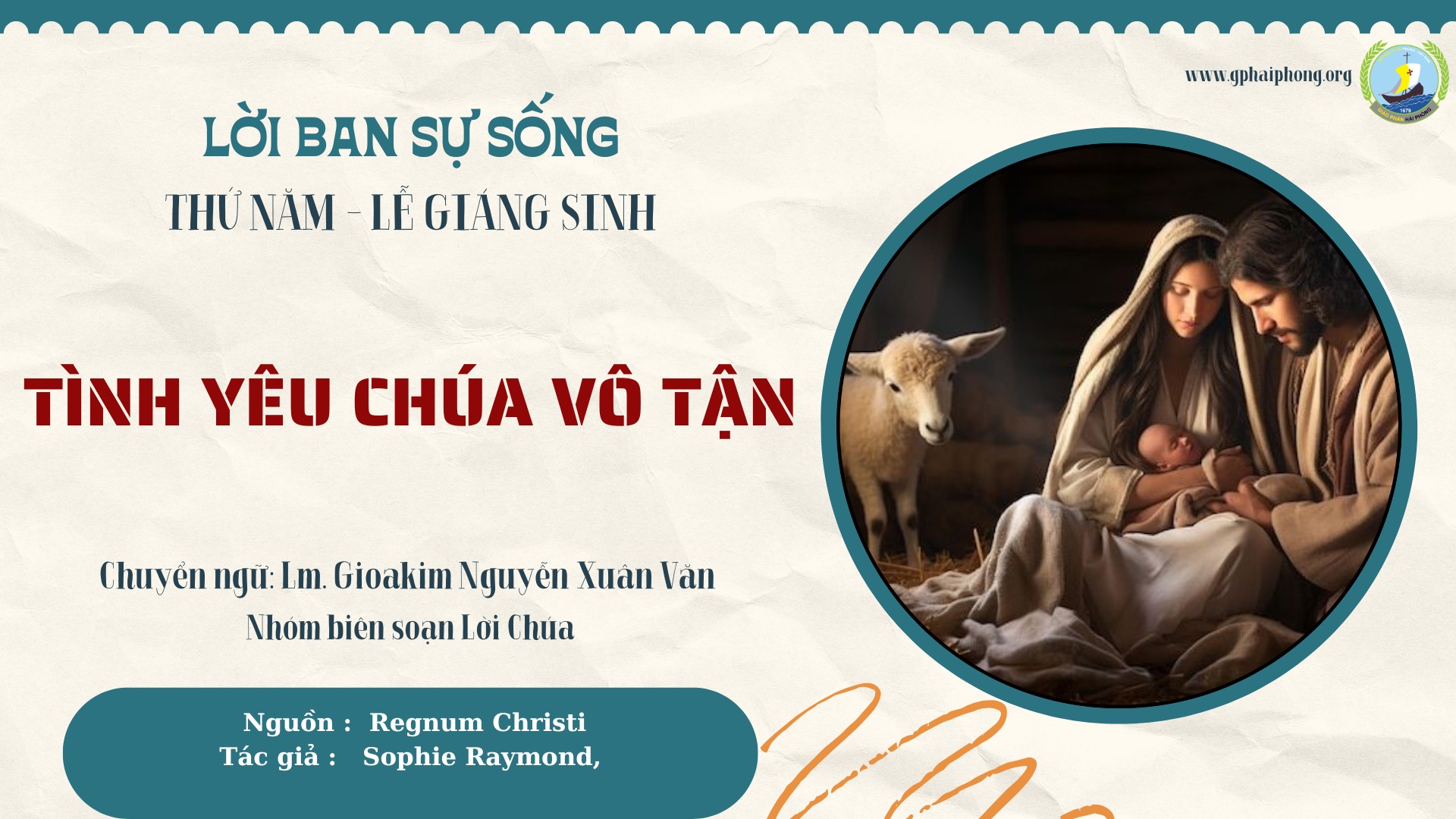 Lời ban Sự sống: Tình yêu Chúa vô tận_Thứ Năm Lễ Giáng Sinh I Ngày 25.12
